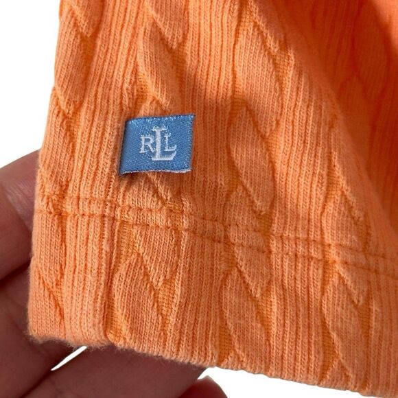 Lauren Ralph Lauren Women’s Orange Cable Knit 3/4 Sleeve Cardigan Sweater Size L - Picture 4 of 7